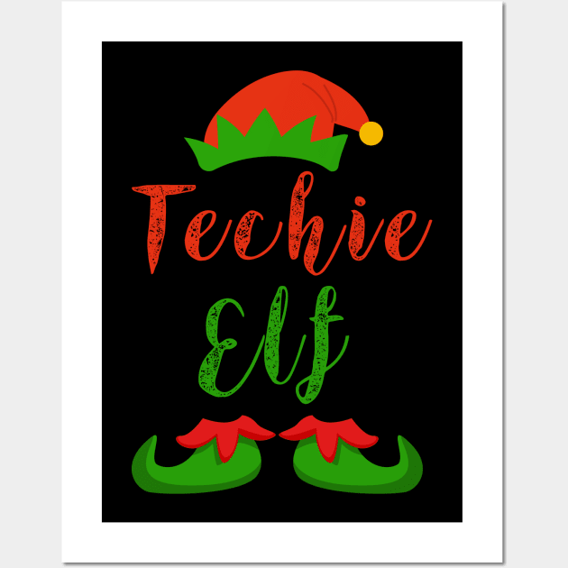 Techie Elf | Funny Christmas Family Matching T-Shirt Gift Wall Art by MerchMadness